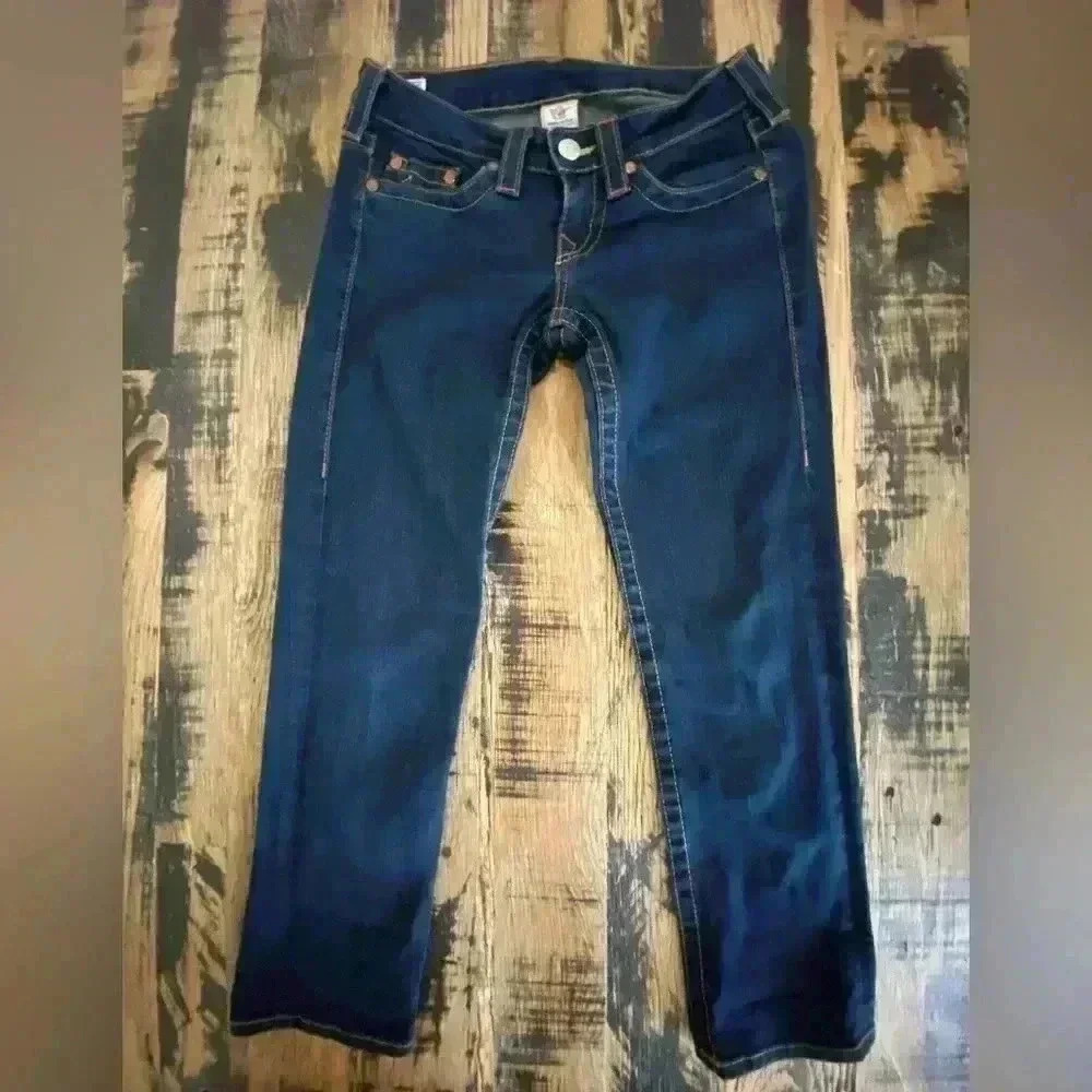 True Religion Lizzy Dark Wash Cropped Jeans Size 26